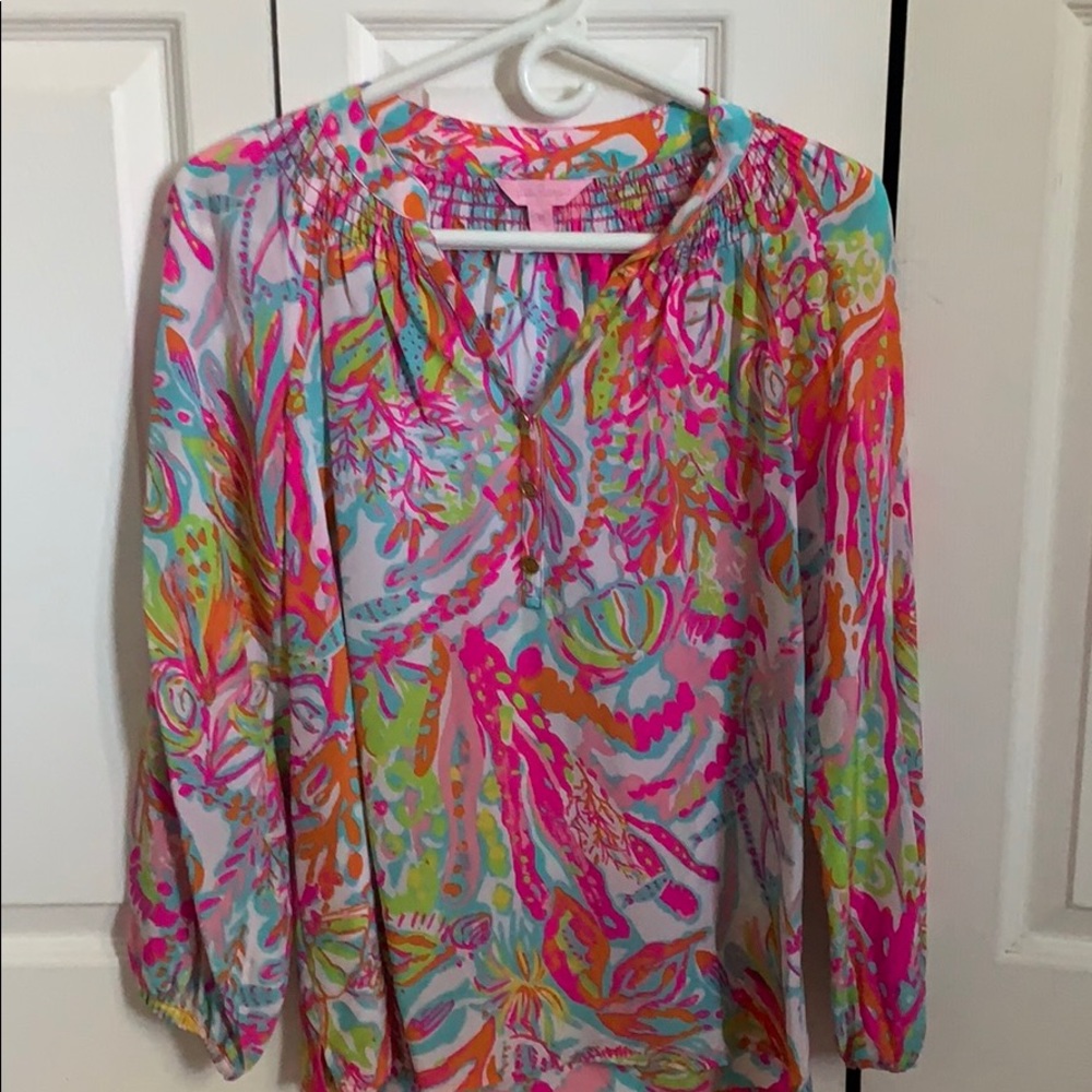 Lilly Pulitzer “scuba to Cuba” silk Elsa top - Picture 2 of 4